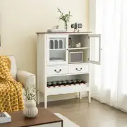 Freestanding Sideboard Buffet Cabinet with 2 Tempered Glass Doors