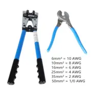 Battery Cable Lugs Crimping Tool Wire Crimper and Cable Cutter 6-50mm²