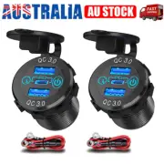1-2X PD Type C Dual USB Car Charger QC 3.0 Charger 12V 24V Power Outlet Socket
