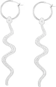[Frodete] Safety Pin Earrings for Women 14K Gold Snake Earrings Safety Pin Hoop Earrings for Teen Girls Paper Clip Earrings For Men