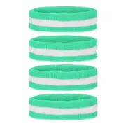 4 Pcs Sweatband Headbands Terry Cloth for Women Men Sports Light Green White