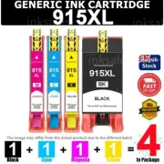 4x 915XL Generic Ink Cartridge For HP Officejet 8010 8012 8020 8022 8026 8028