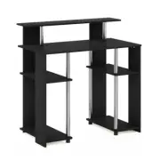 Furinno Computer Desks 35.3"W Wood Rectangular Shelves Storage Wood Modern Black