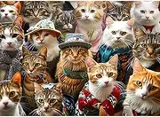 Chalzidar Jigsaw Puzzles for Adults 1000 Pieces, Interlock Perfectly Letter on Back No Dust, Home Decor Birthday Gift Toy for Men Women Elders Seniors, 1:1 Poster - Fashion Cat Collection