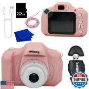 Ultimaxx Essential Kids Digital Camera Bundle (Pink) - Includes: 32GB microSD
