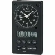 NEW Seiko Baron Analog & Digital Stopwatch Desk Clock, Black, 12cm