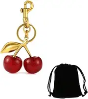 [HIDOSNG] Crizaor Cherry Bag Charm purse charms Keychain- car cherry accessories keychian gifts for women, Golden, Small