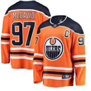 Connor McDavid #97 Captain Hockey Jersey -Edmonton Oilers-Orange & Blue-IN STOCK