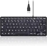 Perixx PERIBOARD-332 Mini Clavier Rétroéclairé Filaire USB, Design Slim, Avec Touches Imprimées en Gras et en Grand, Eclairage LED Blanc, AZERTY Français