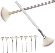WOONEKY 10pcs Fan Makeup Brush Acid Applicator Highlighter Brushes for Women for for Travel the Go Touch Ups Facial Essentials