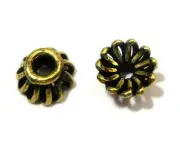 30 PCS 8MM FILIGREE BALI BEAD CAP ANTIQUE BRASS WIRED BEAD 276 SBI-557