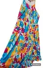 Harlow & Rose Sundress Size XL Lined Colorful MOP Buttons Flowy NEW