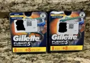 Two Boxes Gillette FUSION 5 PROGLIDE Razor Replacement Cartridge 8 Pack Lot NIB