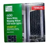 Home Accents Holiday Warm White Weeping Willow Micro LED Icicle Lights 600