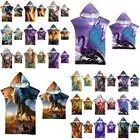 Dragon Print Changing Robe Towel Beach Bath Hooded Quick Dry Poncho Bathrobe