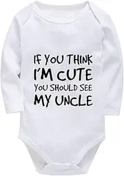 [WOOYONGING] If You Think I'm Cute You Should See My Uncle Babyclothesboy Newborn Long Sleeve Bring Home Baby Girl Outfit Newb