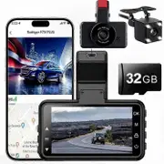 High Definition 1080p Dual Lens Car Camera with 32GB Memory Card, 170° View and Night Mode