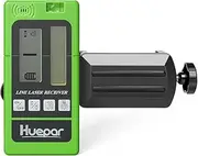 Huepar LR-5RG Digital Laser Detector for Line Level, Receiver Used With Pulsing Lines Up to 60M (200ft), Detect Red and Green Beams, Three-Sided LED Displays, Clamp Included