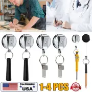 4pcs Retractable Drawpen Holder Universal Heavy-Duty Pen Cord with Clip Key Ring