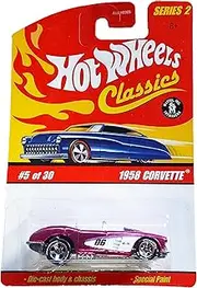 Classics Series 2 5 1958 Corvette Spectraflame Pink Collectible Collector Car Mattel Hot Wheels 1:64 Scale