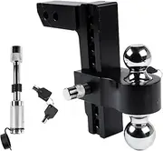 Adjustable Trailer Hitch - Aluminum Tow Hitch Fits 2-Inch Receiver - Heavy Duty Drop Hitch With 8-Inch Drop/Rise Black