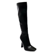 Wild Diva Women's Square Toe Structural Knee High Heel Boots