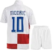 [Hawkara] Croatia #10 Modric Home Children's Jersey with Short, Football Jersey Set New Season Youth Sizes red/White