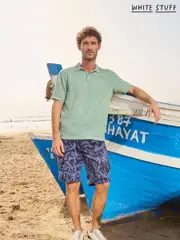 White Stuff Blue Halsall Printed Cotton Cargo Shorts (H12045) | $115