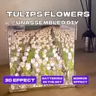 DIY Tulip Cube Nightlight with 3D Mirror Effect pink. Build Your Tulips , 12 cm