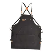 Canvas Aprons for Men Chef Apron, Work Apron with Large Pockets - 1 Pack Black②