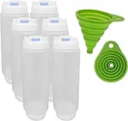 FIFO Squeeze Bottle Refillable (6 Pack) Blue Dispenser for Thick Condiments, Tartar Sauces, Rellish and Dressing with Flexible Funnel (Blue)