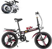 Folding Adult Bicycle, 26-inch 6-Speed Bicycle, Front and Rear Double Disc Brake Integrated Wheel Shock Absorption Commuter Car (Send Bottle)