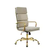 Furb Office Chair Executive High Back Gold Frame Beige Fabric