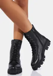 [Chelsea Crew] Scoop Leather Combat Boots
