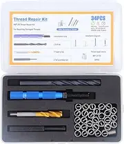 34Pcs Metric Thread Repair Insert Kit, M8 X 1.25 X 2D Stainless Steel Thread Inserts, Complete with Installation Tool, Drill Bit, Tap, and Punching Tool, Convenient Storage