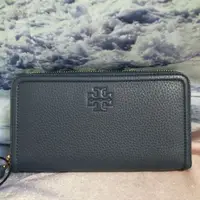 在飛比找蝦皮購物優惠-Tory Burch 荔枝牛皮浮雕logo拉鍊長夾