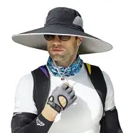Men Wide Brim Sun Hats UPF50+ Waterproof Breathable Bucket One Size C02-black