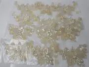 Lot of 12 White Large Floral Flower Beaded Sequined Sew-On Applique Crafts VTG