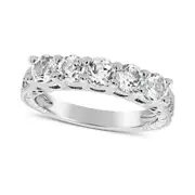 4.0mm White Topaz Five Stone Antique Vintage-Style Ring in Sterling Silver