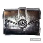 MICHAEL KORS TRI-FOLD WALLET SILVER METALLIC EMBOSSED 4.75”x 3.75” x 1.25”
