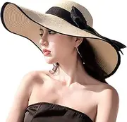 [FSIGOM] MIWORM Women's Wide Brim Sun Protection Straw Hat,Folable Floppy Hat,Summer UV Protection Beach Cap