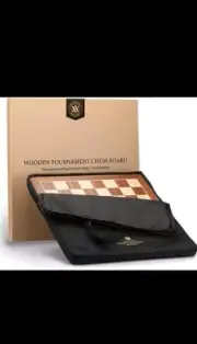 18.875" Professional Wooden Tournament Chess Board/Mahogany & Maple-open Box