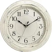 Peohud Silent Wall Clock, 12 Inch Vintage Non Ticking Quartz Battery Operated Round Clock, Rustic Wall Clock for Living Room Kitchen Home Office Classroom School