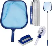 Pool Cleaning Kit | Adjustable Ergonomic Cleaning Tool - Heavy Duty Pool Nets, Professional Leaf Skimmer for Efficient Leaves, Scrubbing Dirt Removal