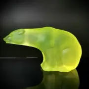 Uranium Glass Polar Bear Vaseline Frosty Matte Glass Figurine Animal H.Hoffmann