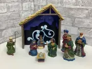 Jim Shore Nativity Set Heartwood Creek 9 Pieces 2015 Very Rare NIB Christmas New