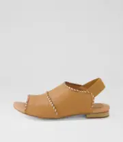New Django & Juliette Pelham Dark Tan Champagne Leather Sandals Womens Shoes