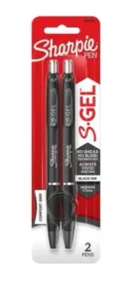Sharpie S Gel Pen - Retractable - Medium - 0.77mm - Black -2 pens per pack- 1pk