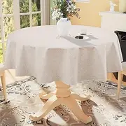 Smiry Round Faux Linen Table Cloth, Waterproof Burlap Fabric Tablecloth, Washable Decorative Farmhouse Table Covers for Kitchen, Dining, Parties, 60x60, Tan