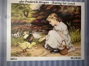 needlepoin tapestry gobelin canvas only 30x40 cm Feeding The Ducks